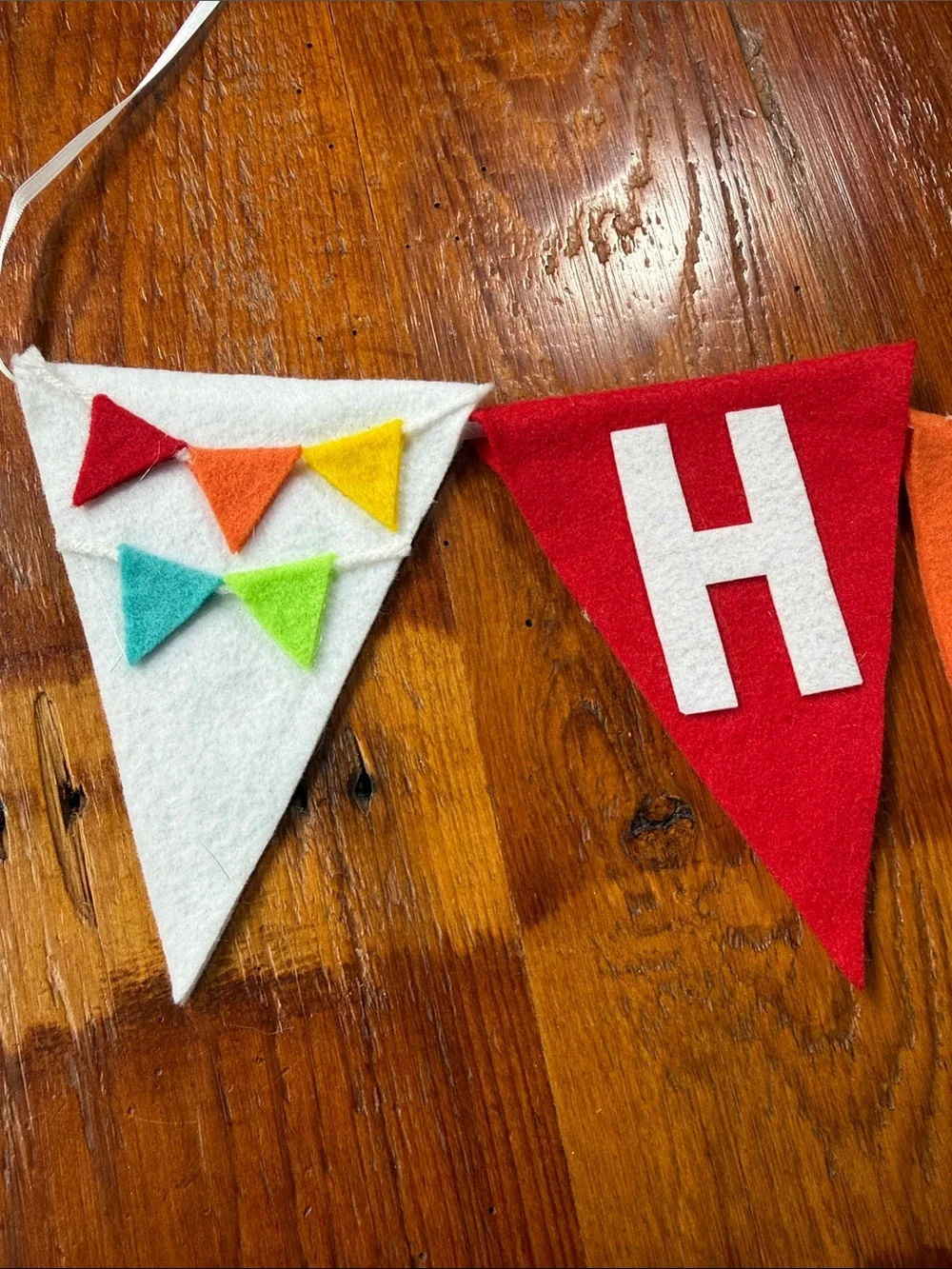 🎉 Handmade Happy Birthday Multicolor Felt Pennant Banner - Party Garland